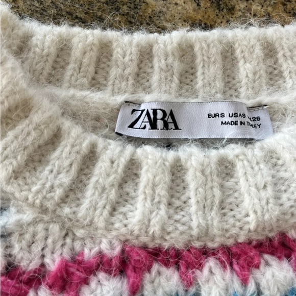 ZARA  Striped Multicolor Sweater Womens Size Small Chunky Knit Pullover Rainbow - Picture 5 of 10